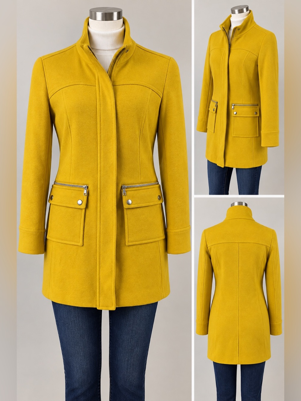 INC International Concepts mustard yellow utility coat jacket size medium